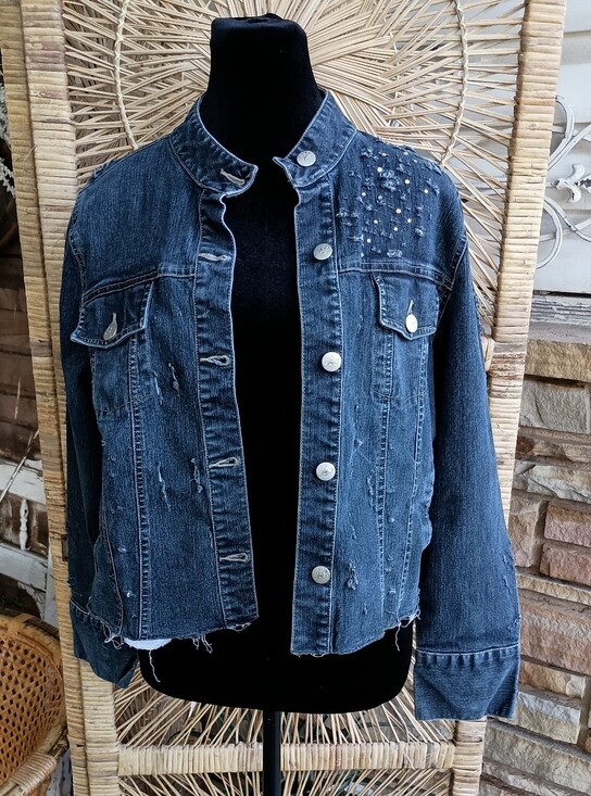 Junction West Jackets & Blazers - Vintage Junction West Womens Dark Blue Denim Studded Jacket_L